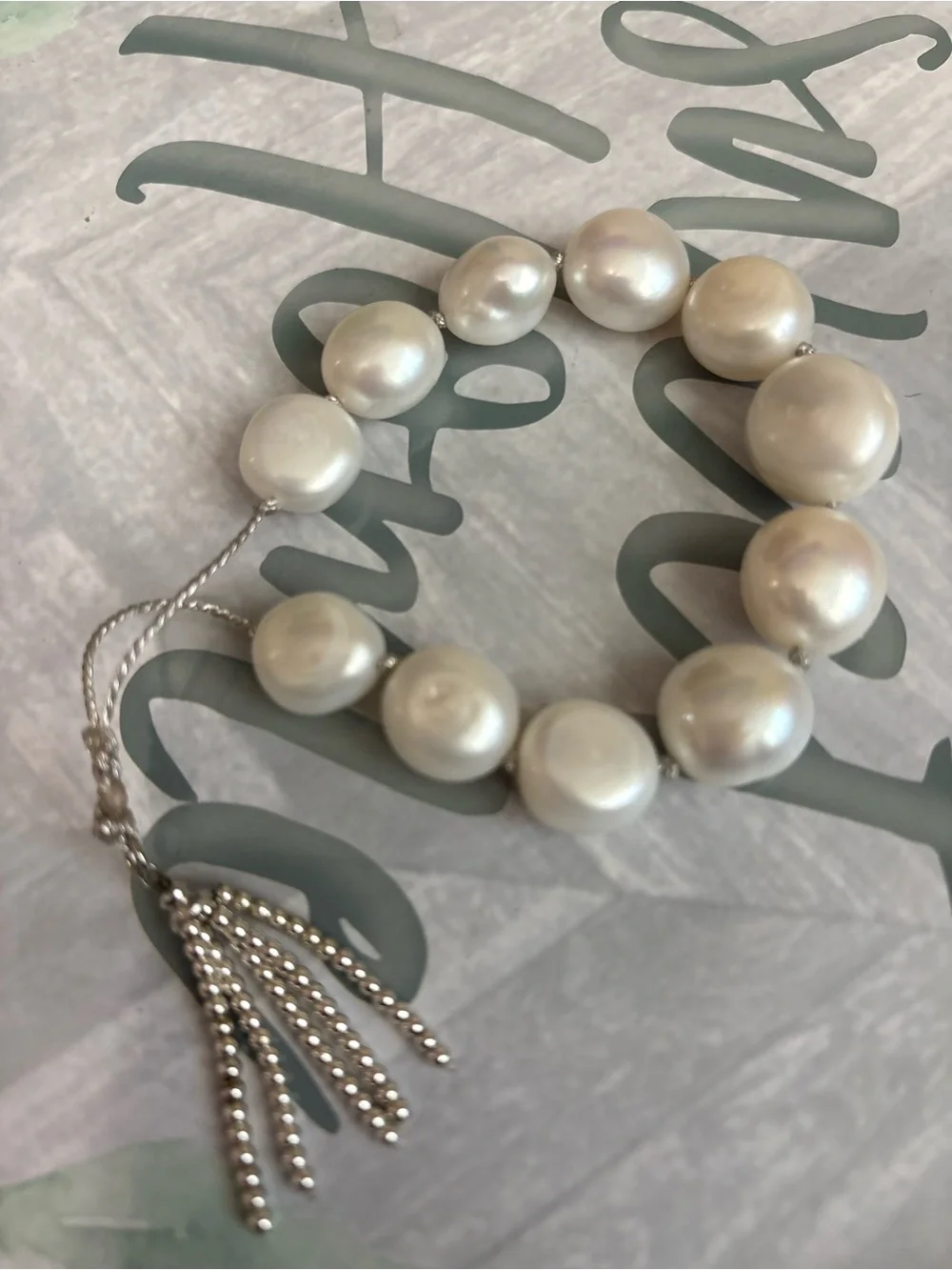 Genuine freshwater Baroque pearl adjustment bracelet with Tassel